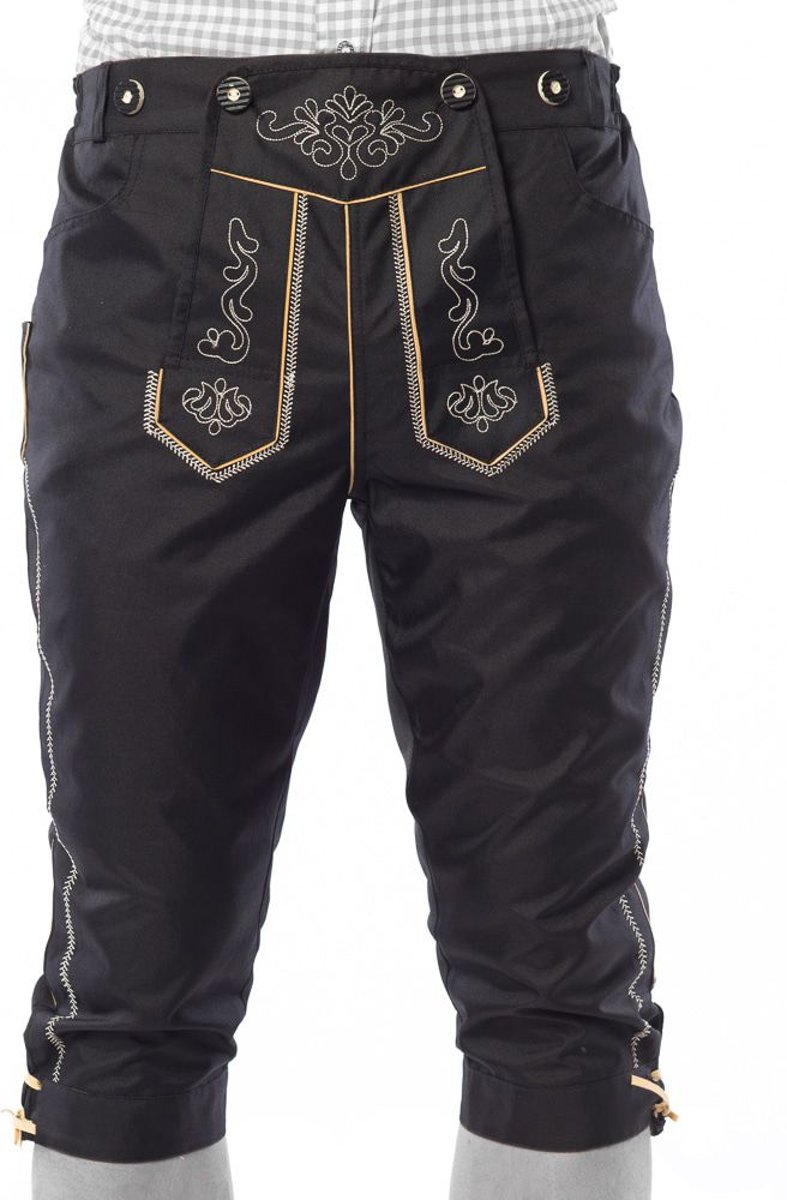 Boeren Tirol & Oktoberfest Kostuum | Augsburg Augenthaler Lederhose 3 / 4, Zwart Inclusief Bretels Man | Maat 52-54 | Bierfeest | Verkleedkleding